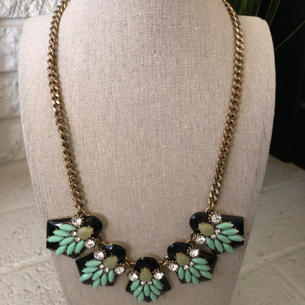 J. Crew Bold black and mint stone necklace.